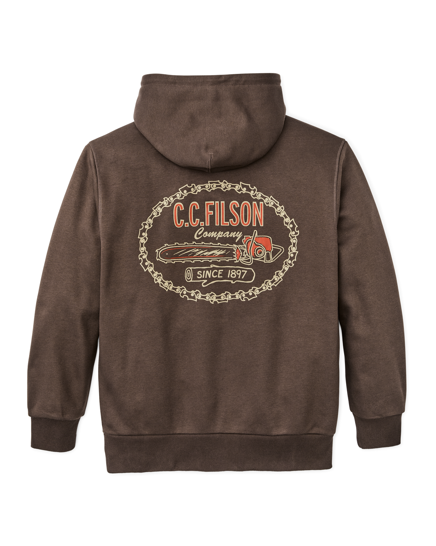 Alternate view of the Filson Prospector Graphic Hoodie - Dark Brown / Logging