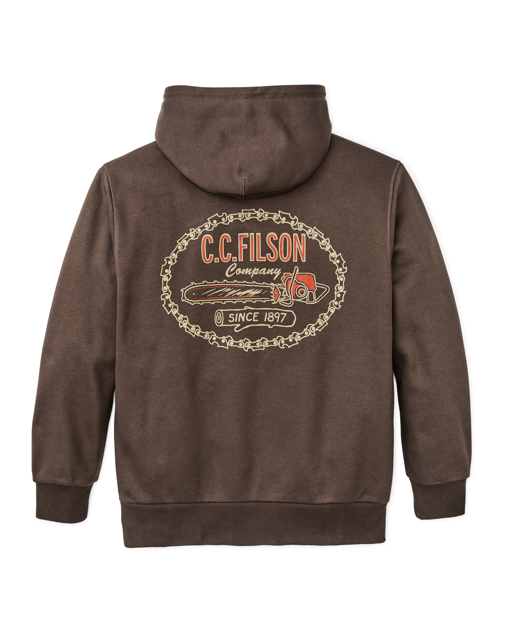Alternate view of the Filson Prospector Graphic Hoodie - Dark Brown / Logging
