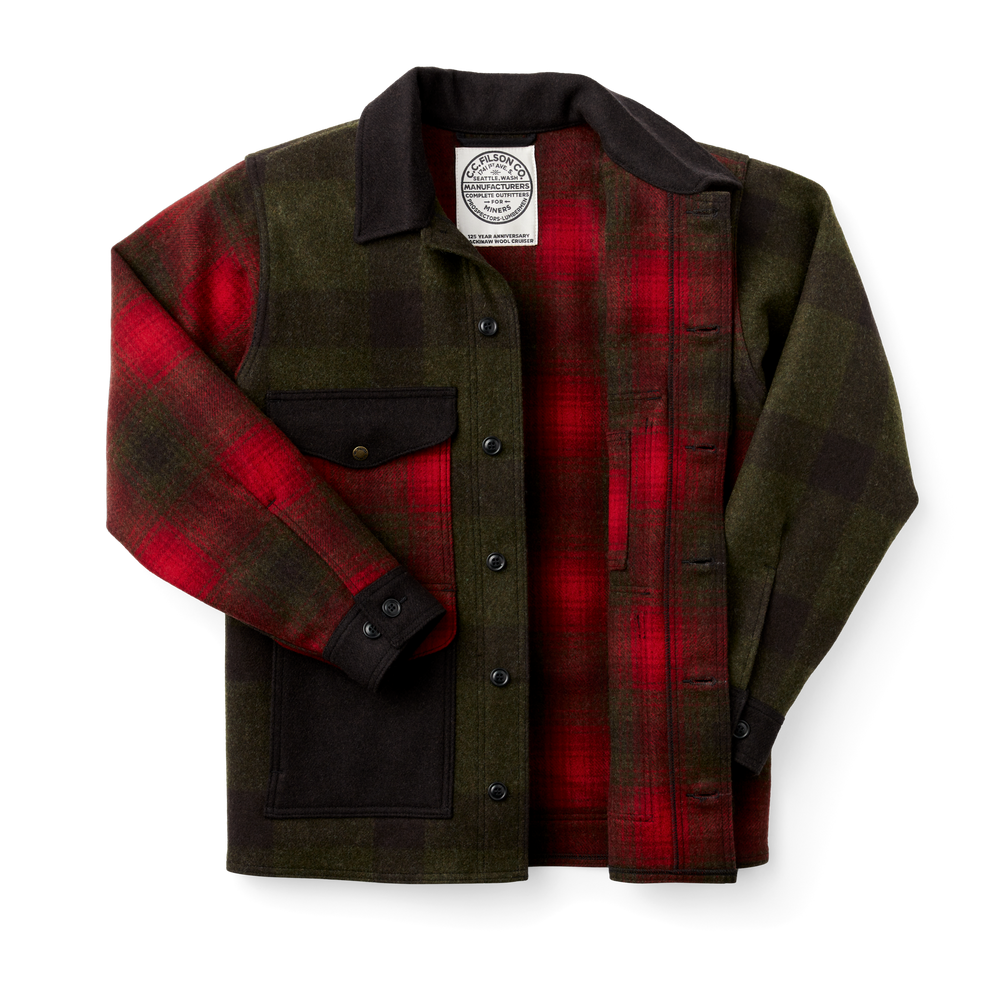 Alternate view of the Filson 125th Anniversary Archival Mackinaw Wool Cruiser - Red Patchwork