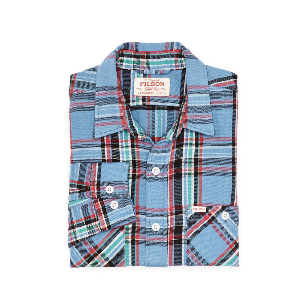 Alternate view of the Filson The Rangeland Flannel Shirt - Light Blue / Red Plaid