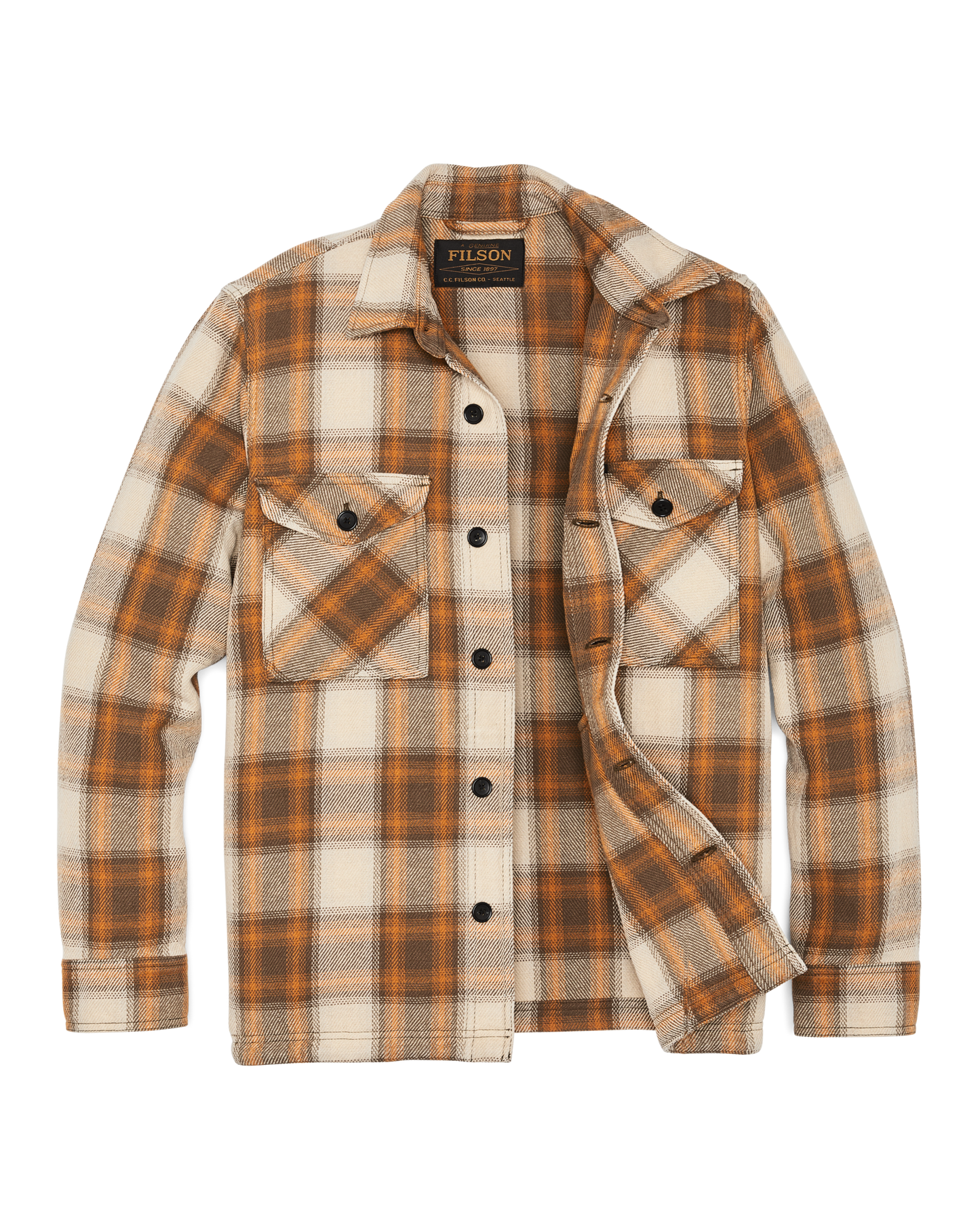 Alternate view of the Filson Deer Island Jac-shirt - Orange / Brown Shadow Plaid