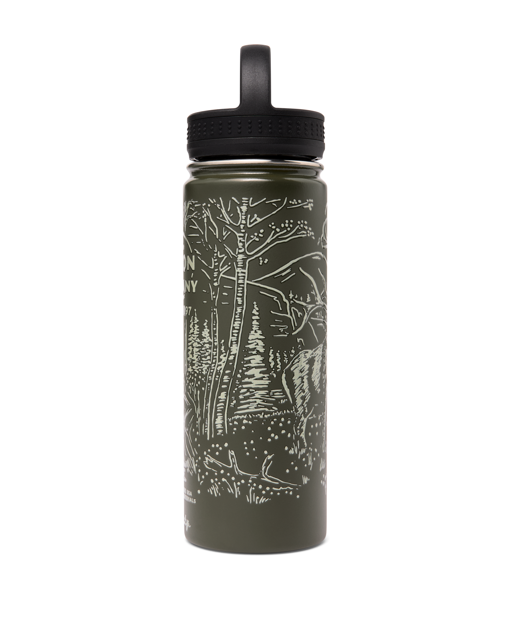 Insulated Water Bottle - Green / Wildlife