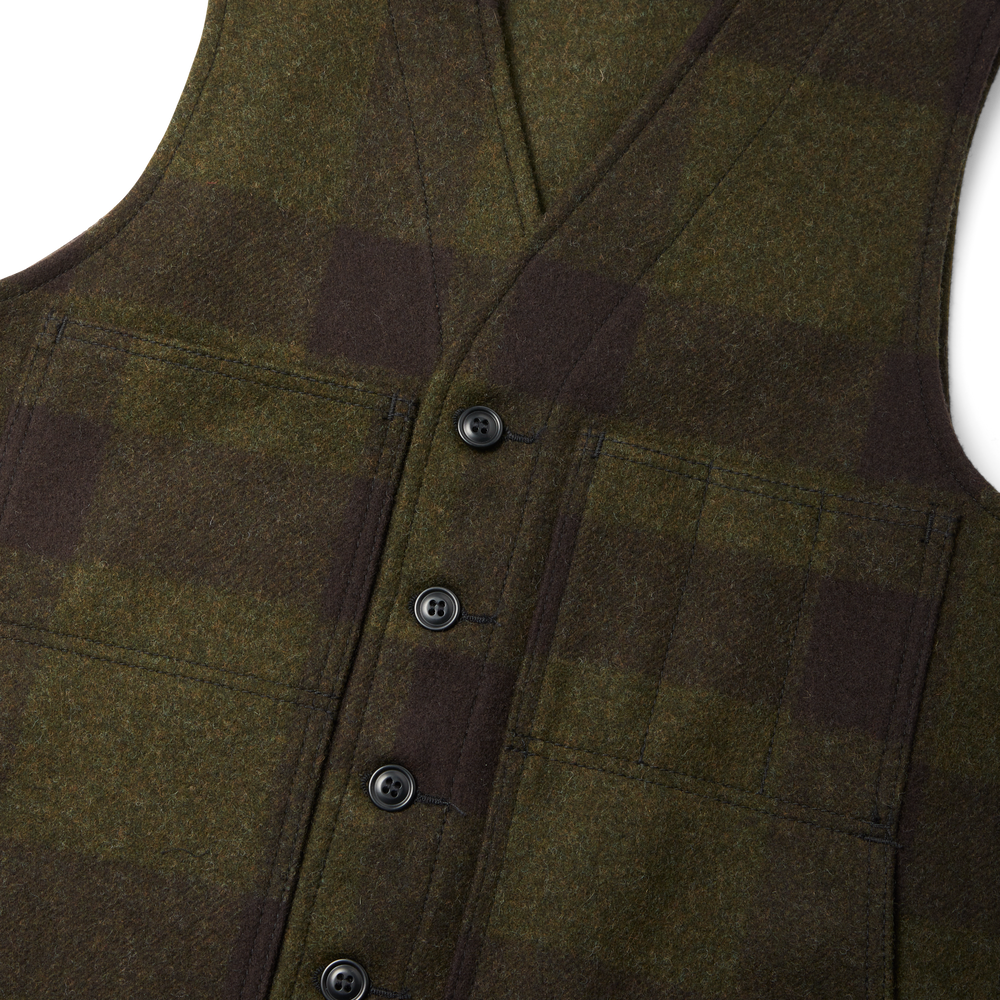Alternate view of the Filson Mackinaw Wool Vest - Forest Green/brown Plaid