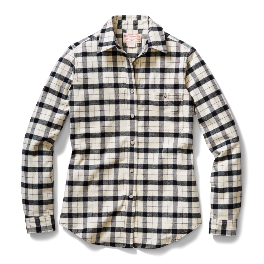 Front-facing image of the Filson Women's Alaskan Guide Shirt - Cream Black