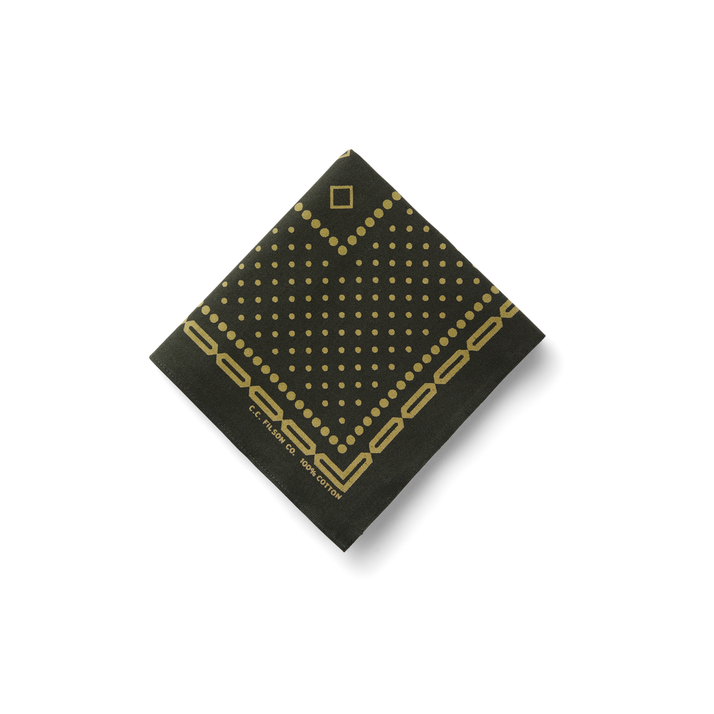 Front-facing image of the Filson Mercantile Bandana - Dark Timber