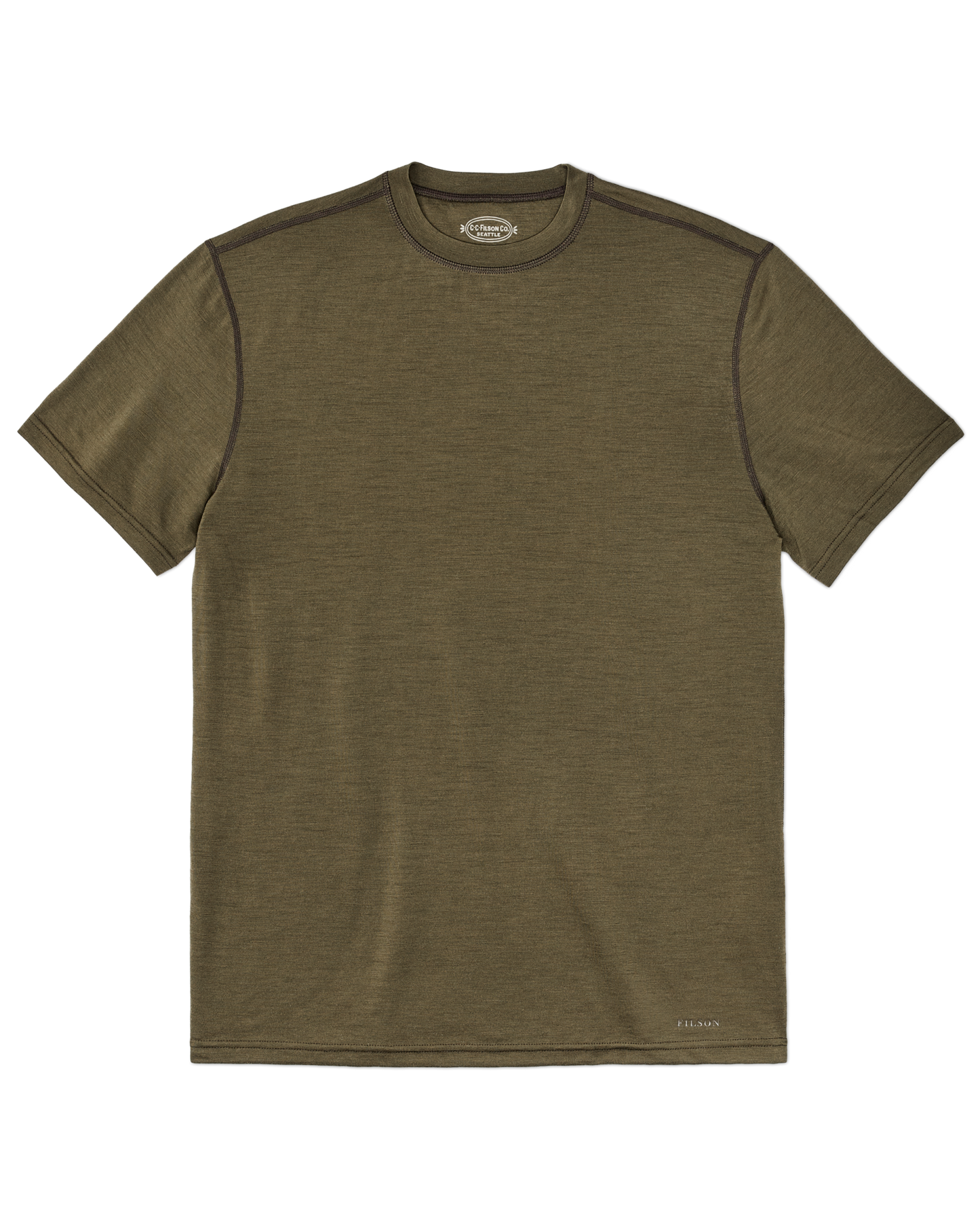 210g Merino Wool Short Sleeve Crewneck - Dark Olive