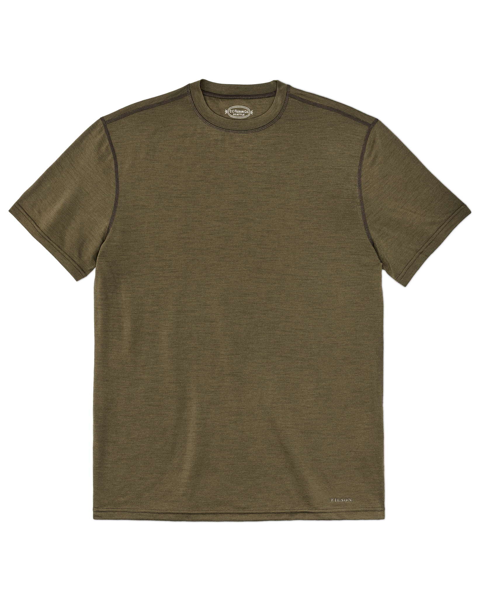 210g Merino Wool Short Sleeve Crewneck - Dark Olive