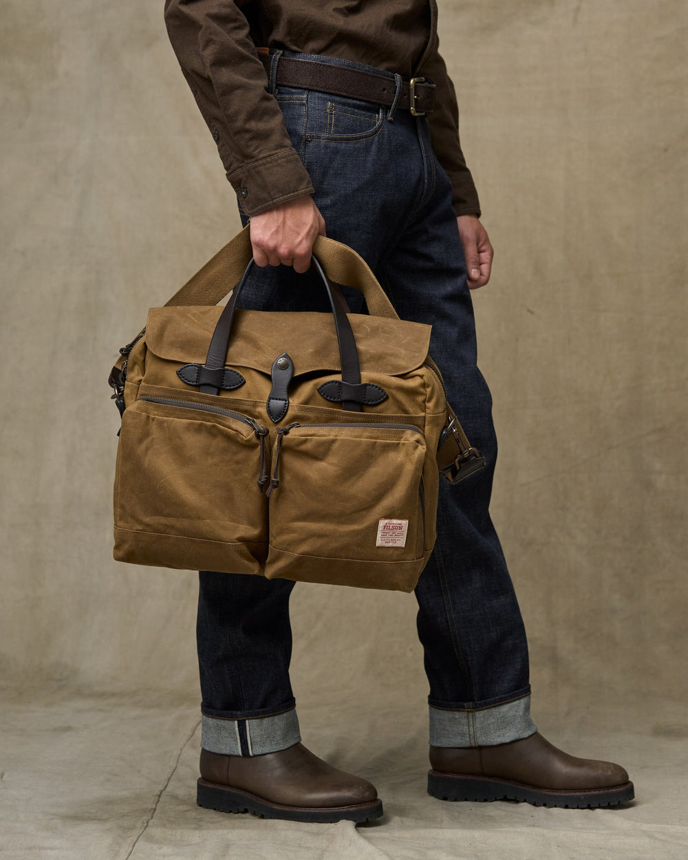 24 Hour Tin Cloth Briefcase - Dark Tan