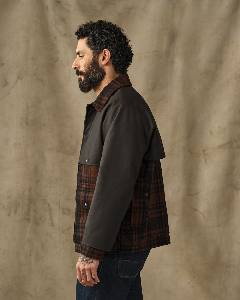 Mackinaw Wool Caped Cruiser Jacket - Brick Plaid