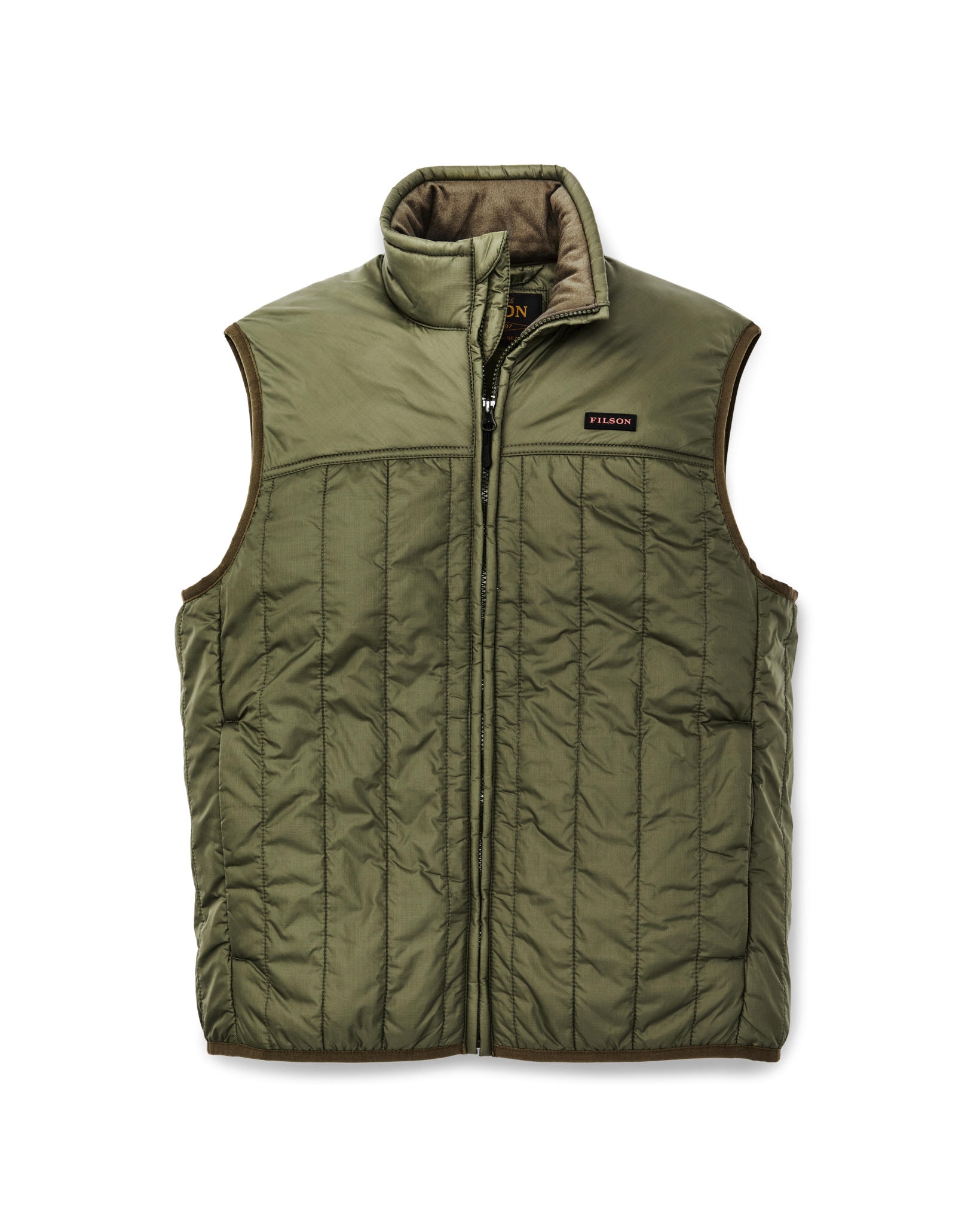 Front-facing image of the Filson Ultralight Vest - Dark Olive Drab