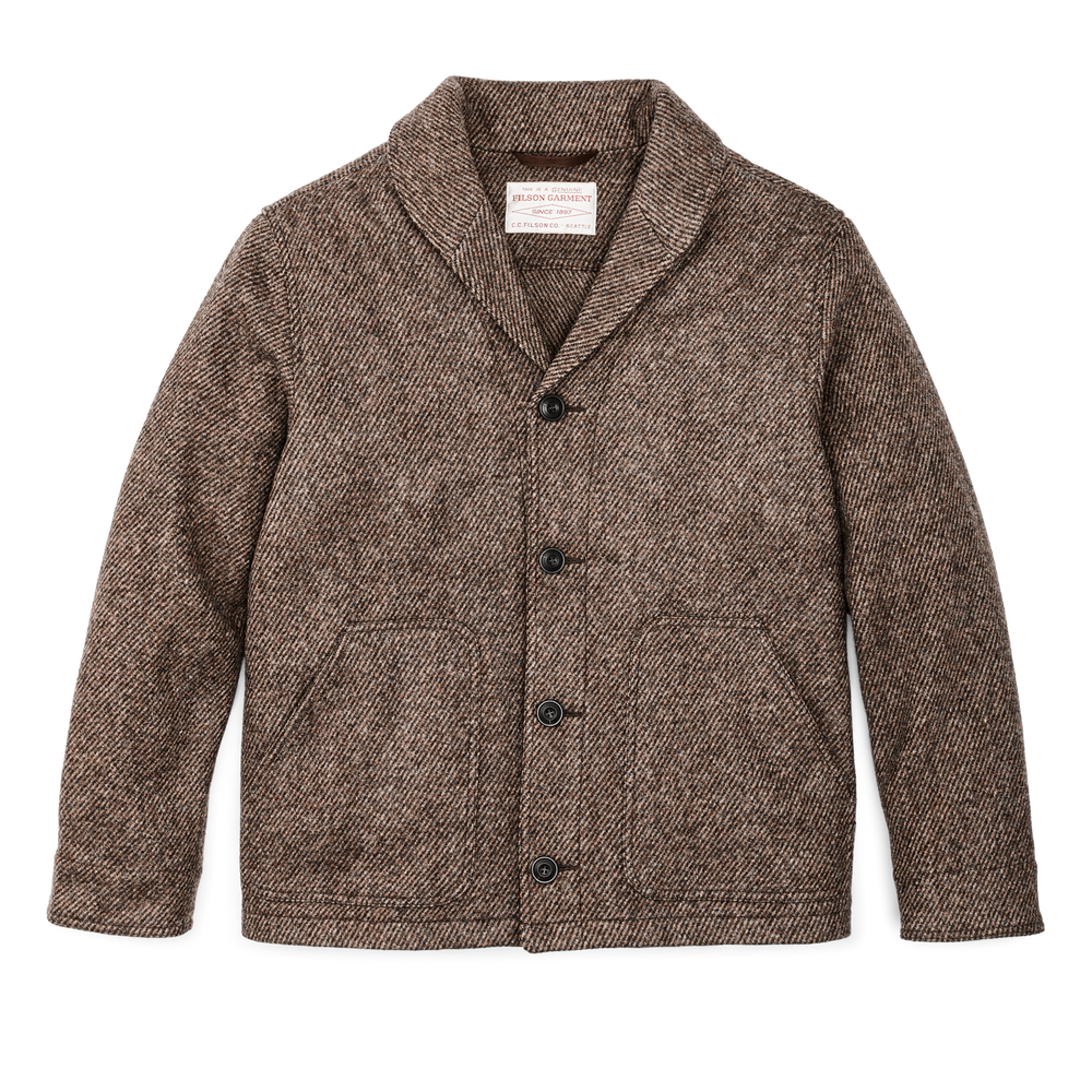 Front-facing image of the Filson Decatur Island Wool Jacket - Natural Brown