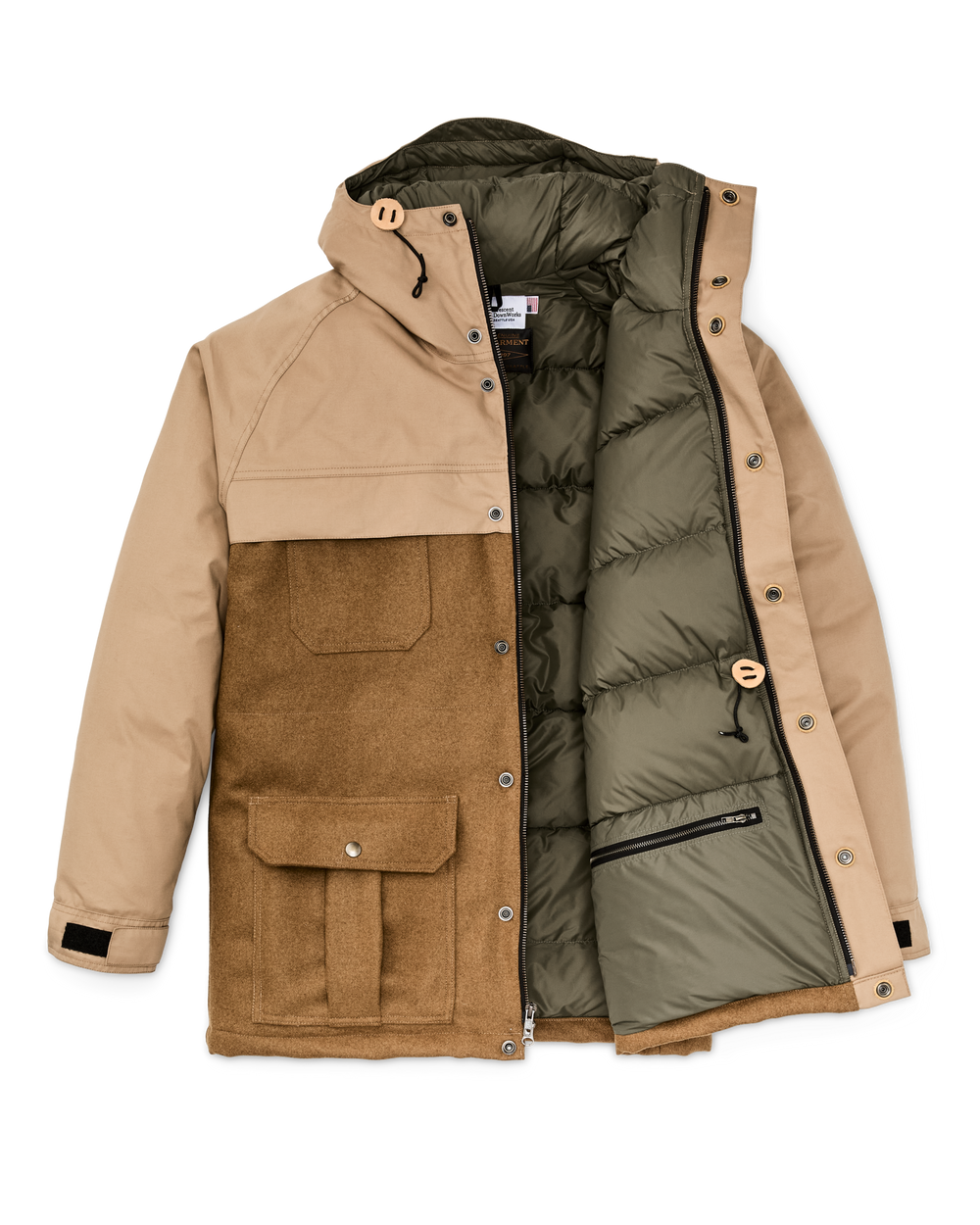 Alternate view of the Filson Filson X Crescent Down Works Parka - Dark Tan / Tan