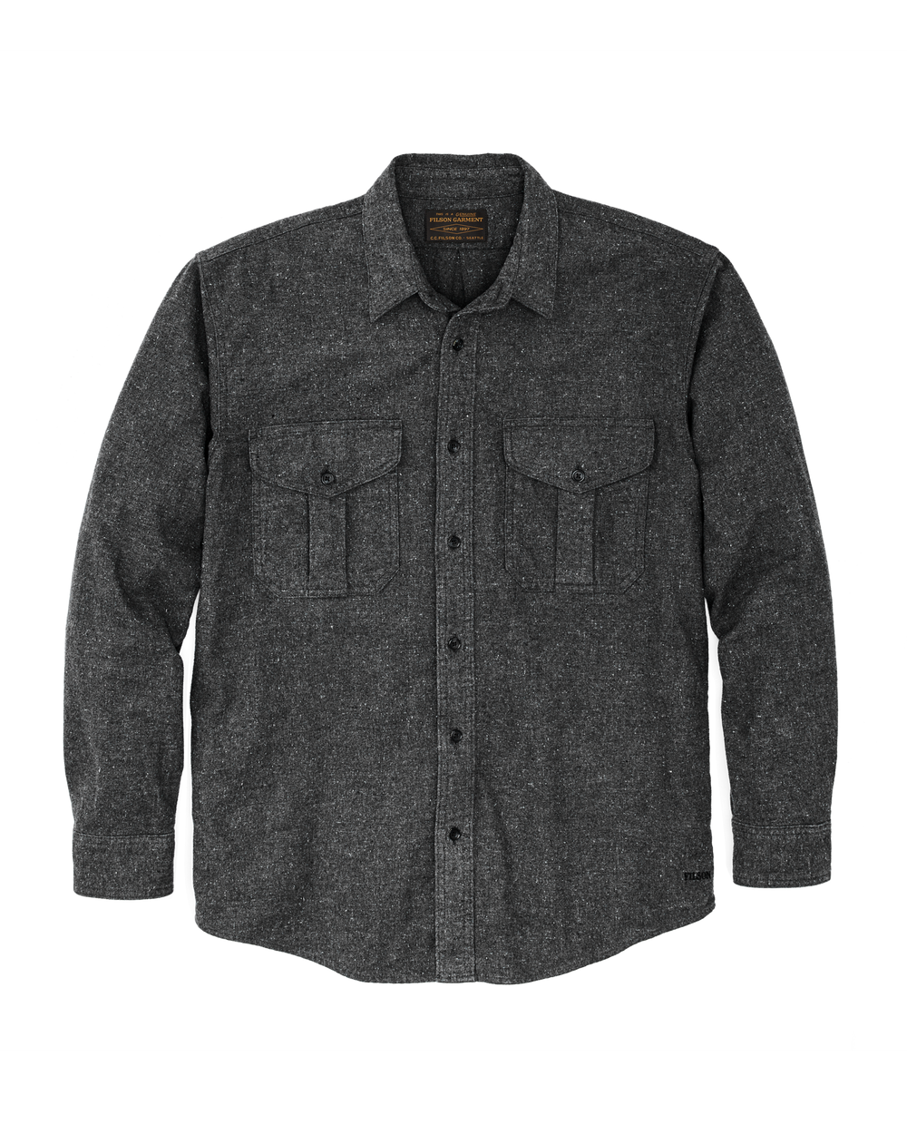 Front-facing image of the Filson Alaskan Guide Shirt - Dark Heather Gray