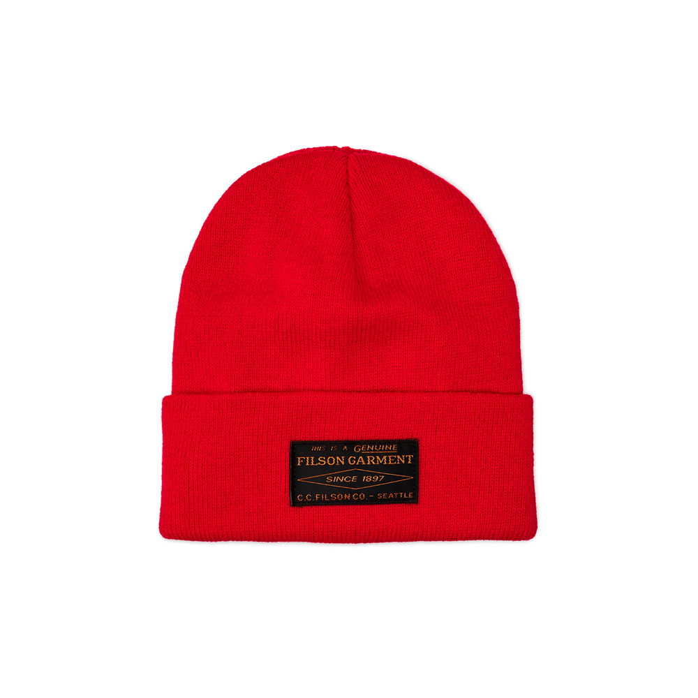 Front-facing image of the Filson Ballard Watch Cap - Red