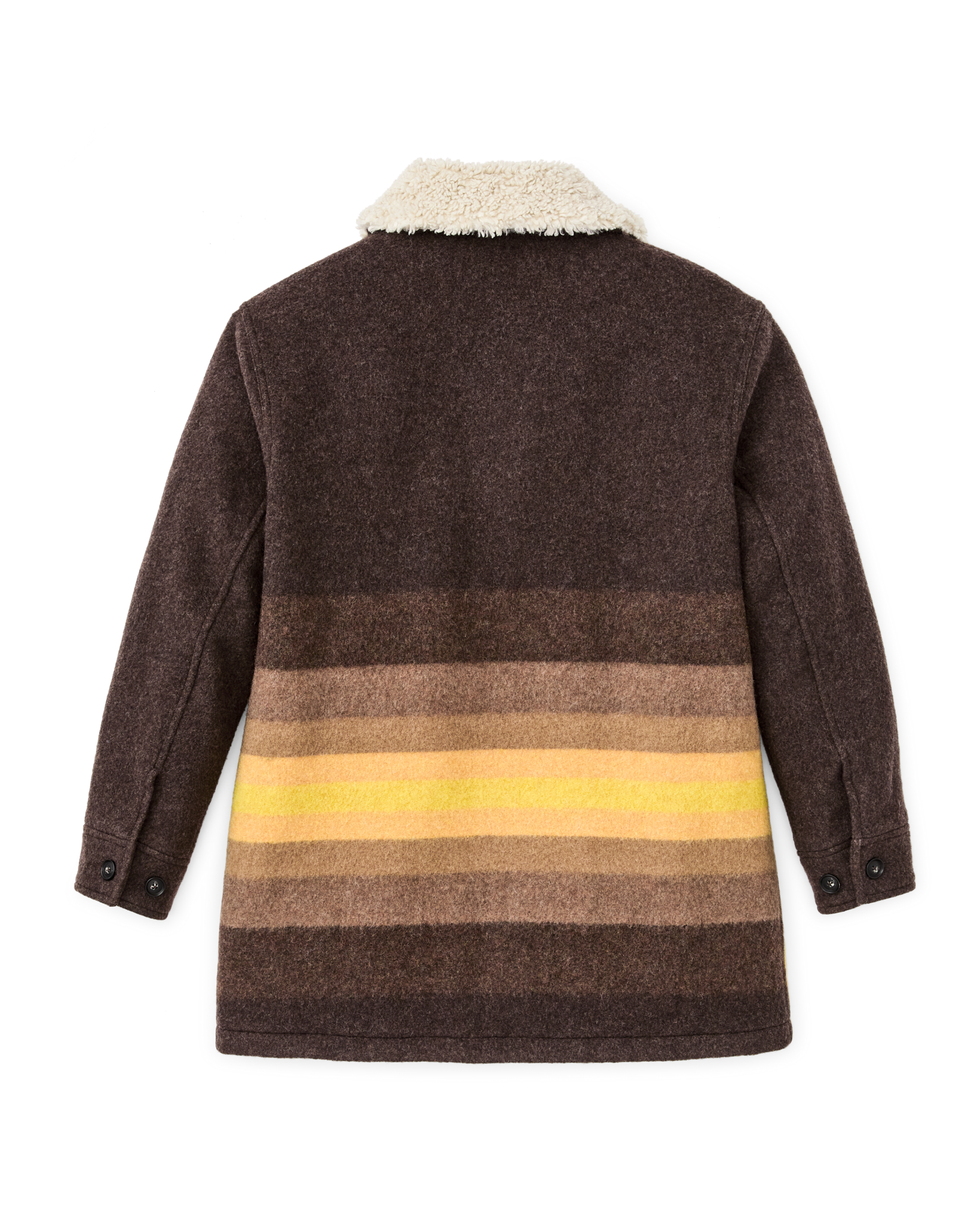 Women's Kodiak Shawl Collar Coat - Brown / Yellow Stripe