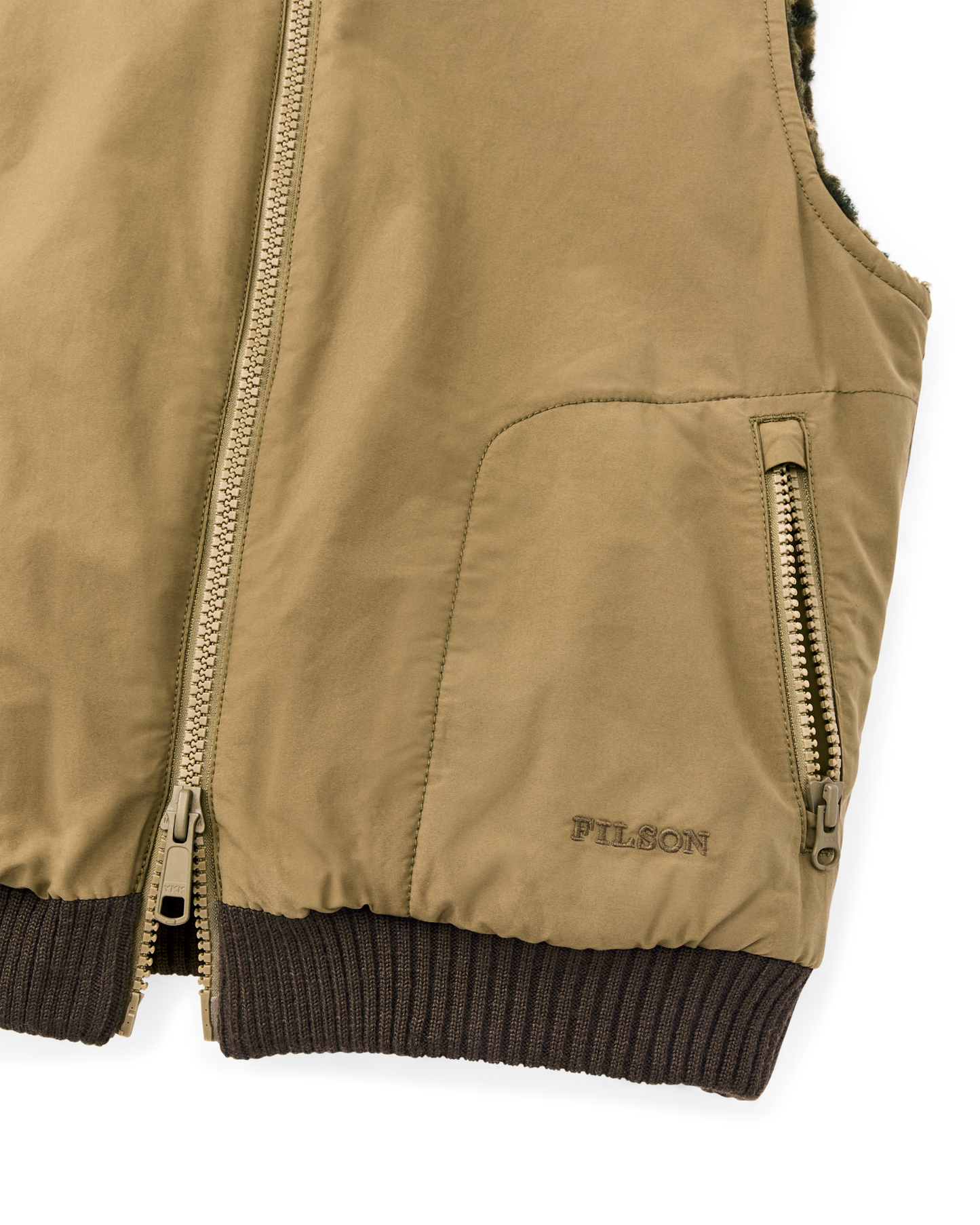 Women's Reversible Woolly Fleece Vest - Tan