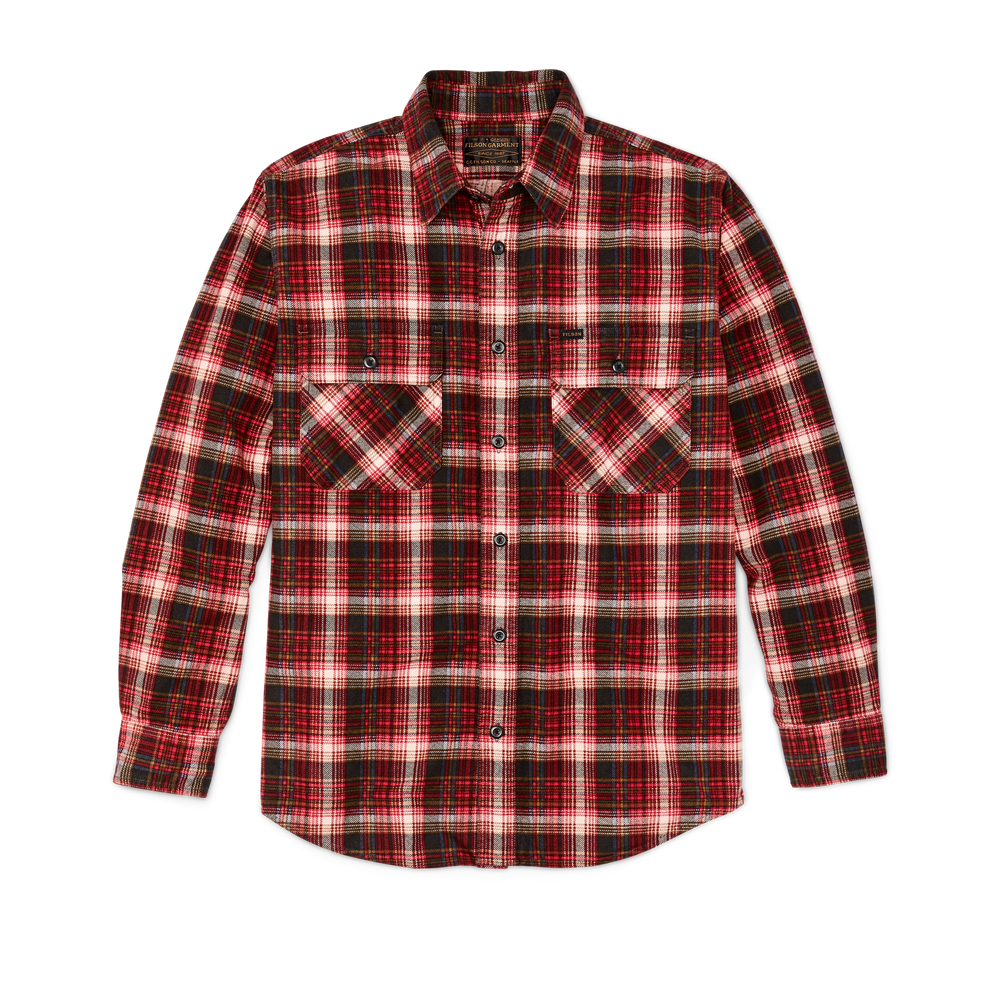 Front-facing image of the Filson Field Flannel Shirt - Faded Black / Bronze / Multi Plaid