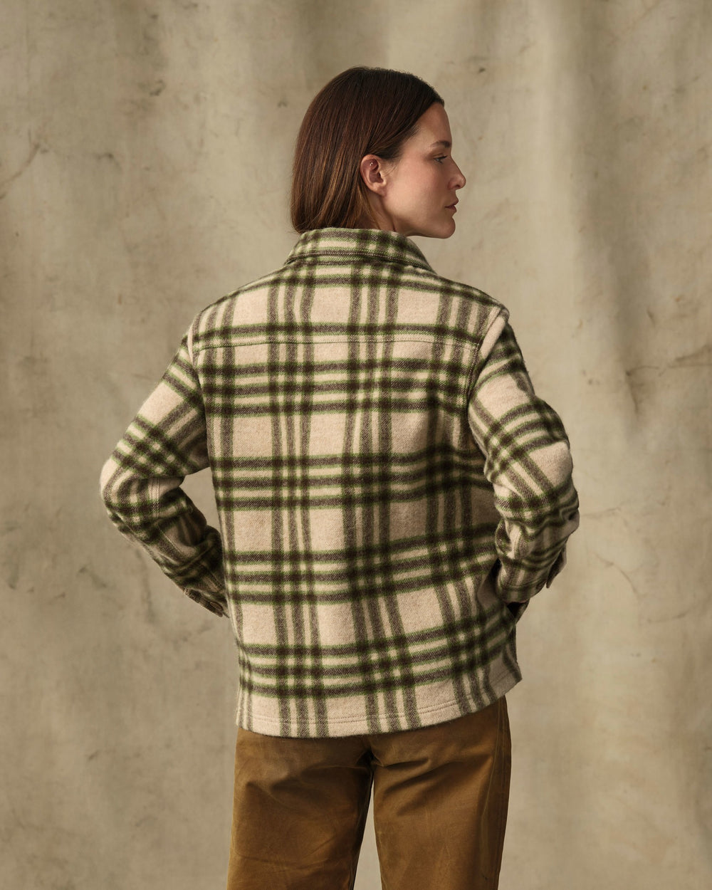 Women's Wool Overshirt - Natural / Brown Multicolor