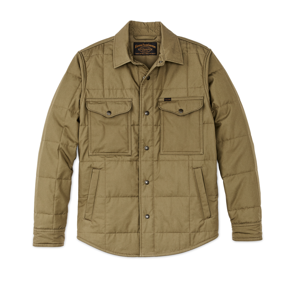 Front-facing image of the Filson Cover Cloth Quilted Jac-shirt - Olive Drab