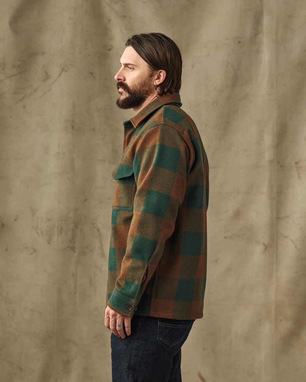 Wool Jac-Shirt - Bronze / Green Plaid