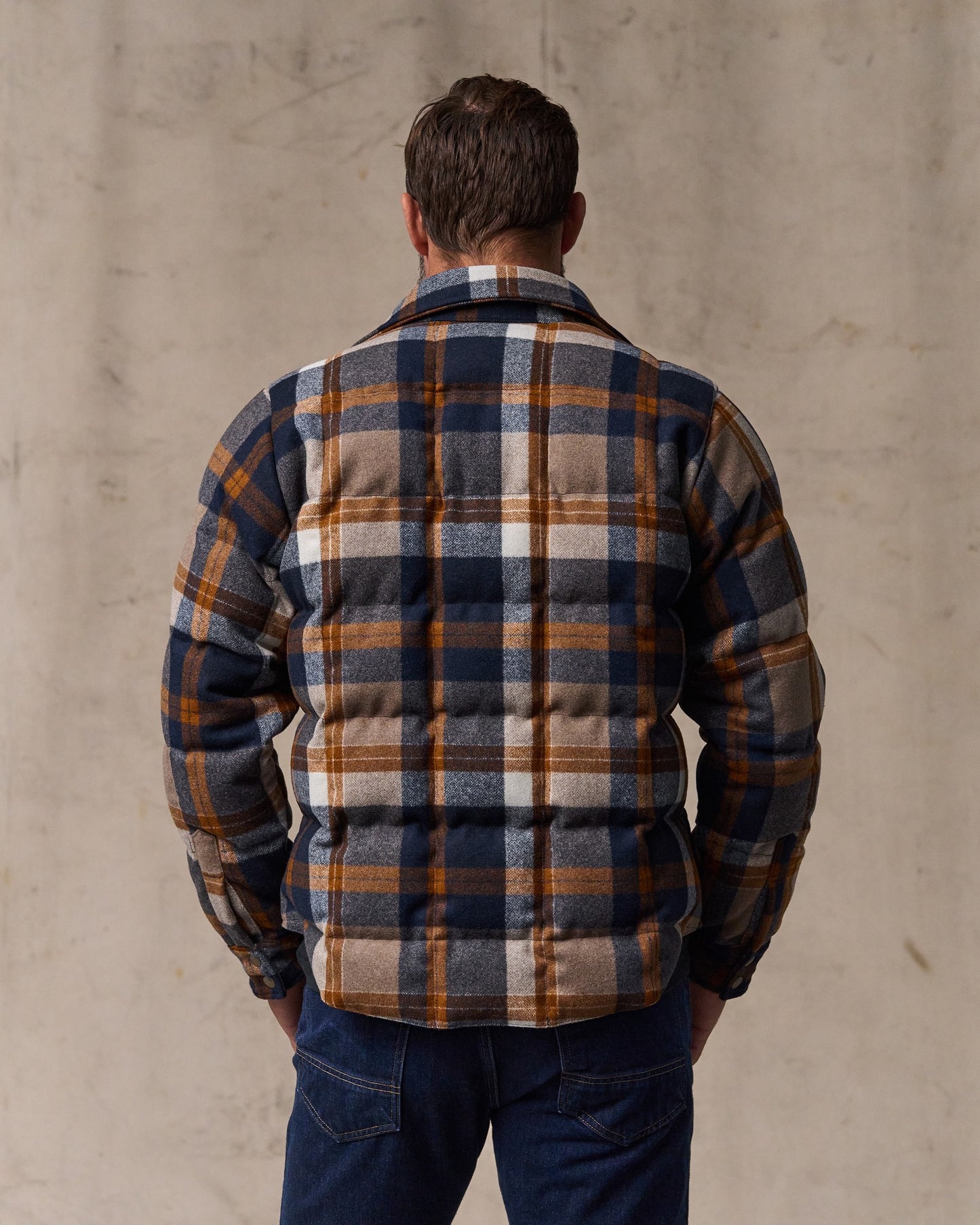 Filson X Crescent Down Works Jacket - Navy / Bronze Plaid