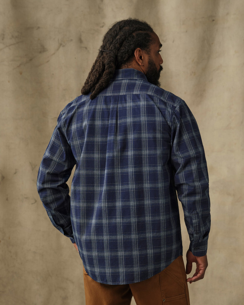 Chambray Button-Down Shirt - Dark Indigo Plaid