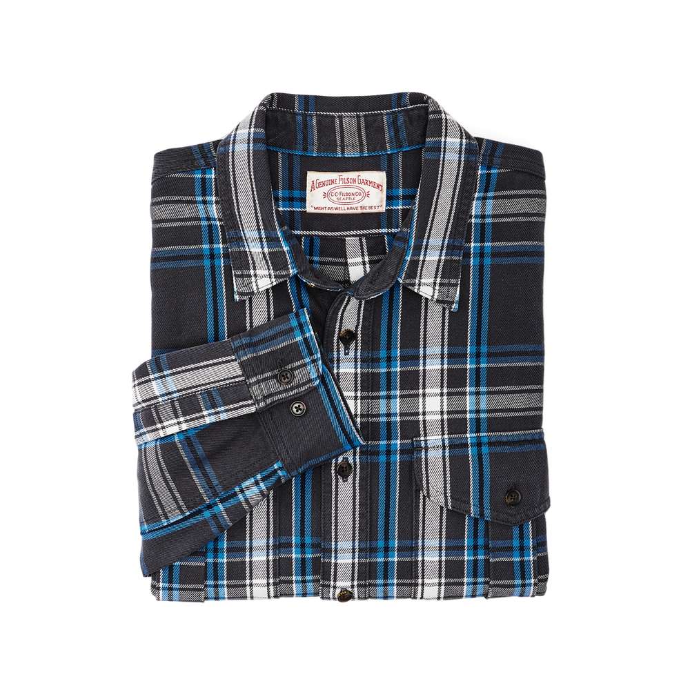 Alternate view of the Filson Vintage Wash Alaskan Guide Shirt - Faded Black / Cobalt