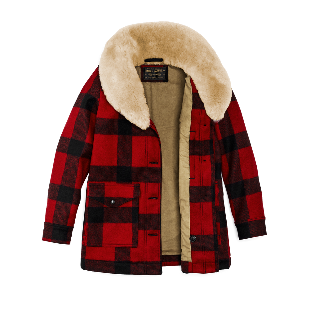 Alternate view of the Filson Women's Wool Trapper Coat - Red/black Plaid