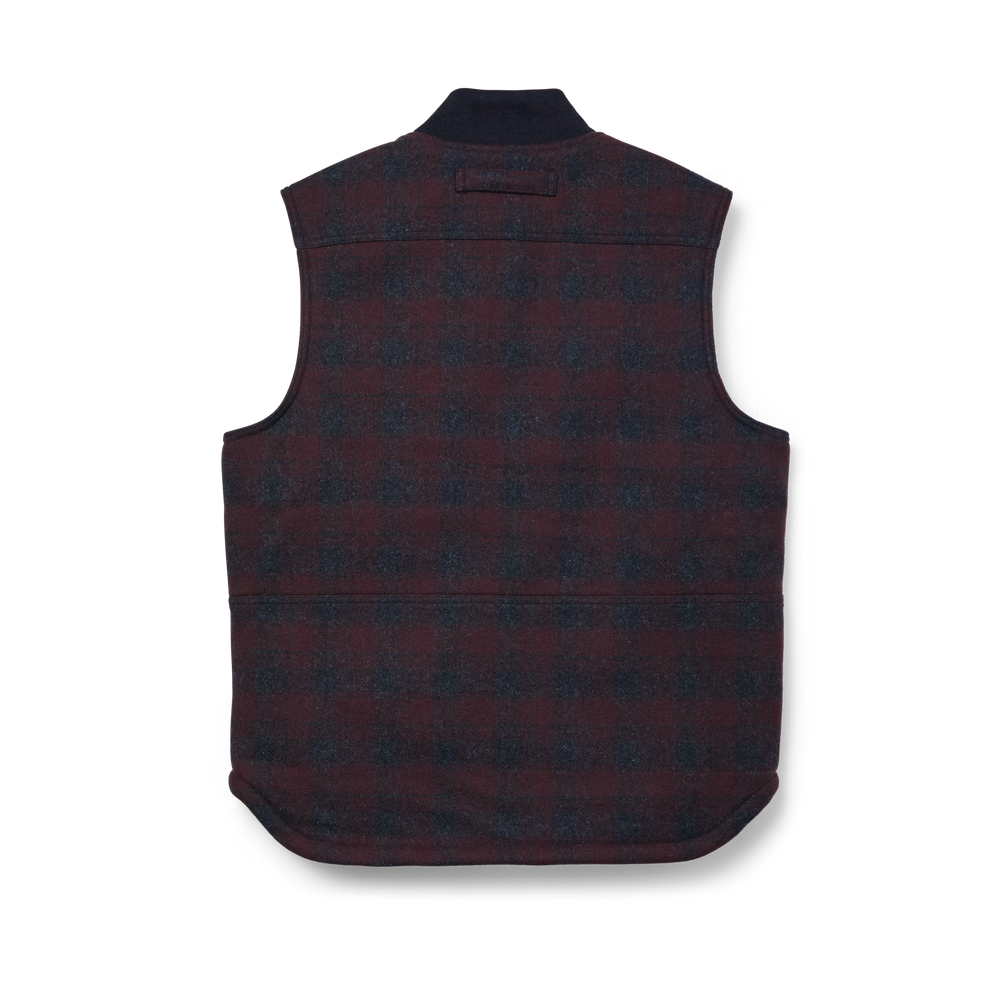 Alternate view of the Filson Lined Mackinaw Wool Work Vest - Maroon / Charcoal Plaid