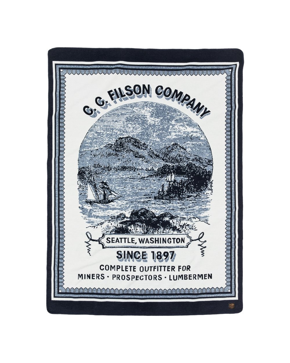 Wool-blend Blanket - Navy / Mountain Sea