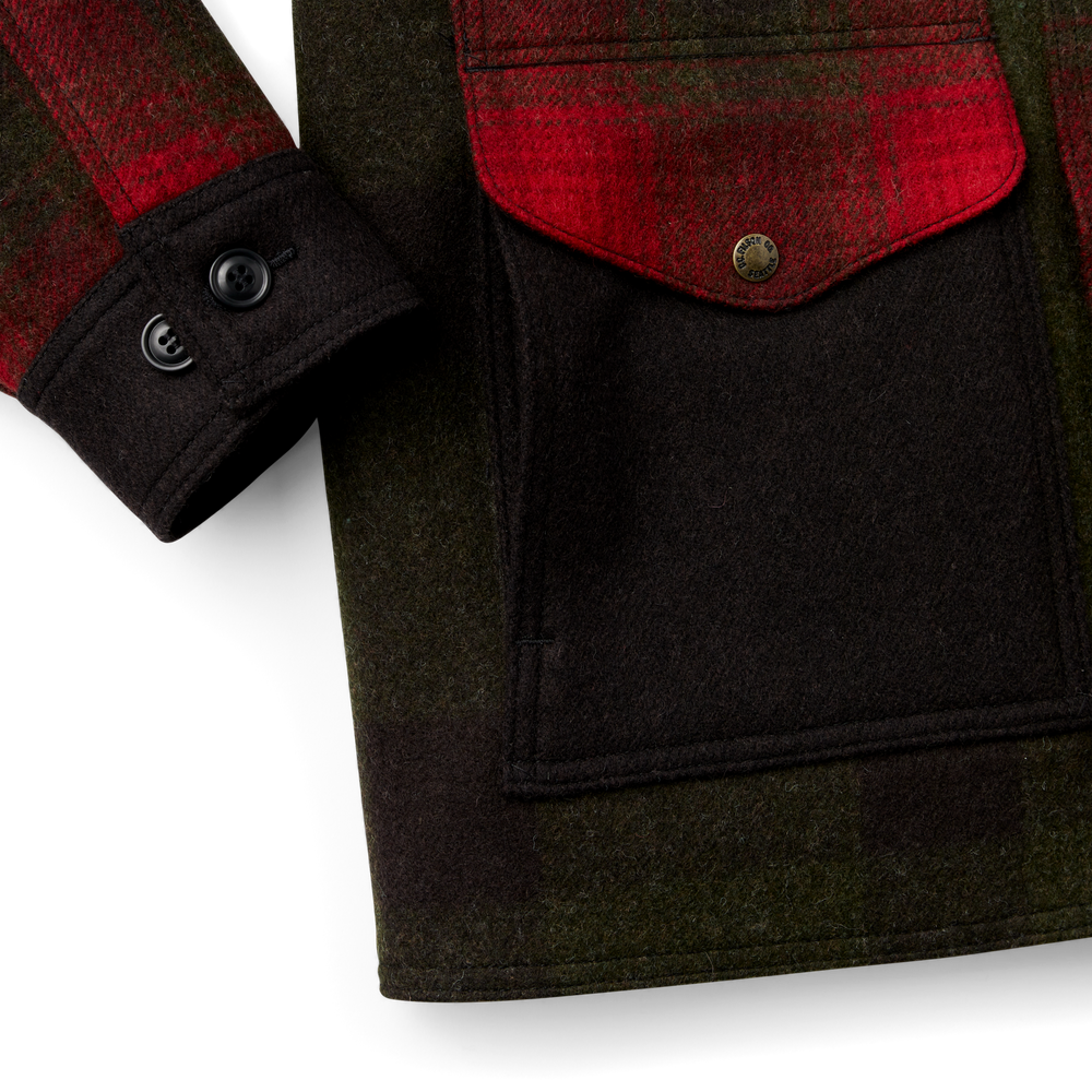 Alternate view of the Filson 125th Anniversary Archival Mackinaw Wool Cruiser - Red Patchwork