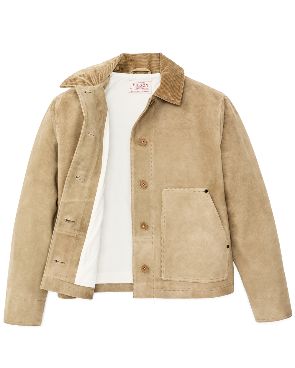 Alternate view of the Filson Women's Short Suede Barn Jacket - Light Gray