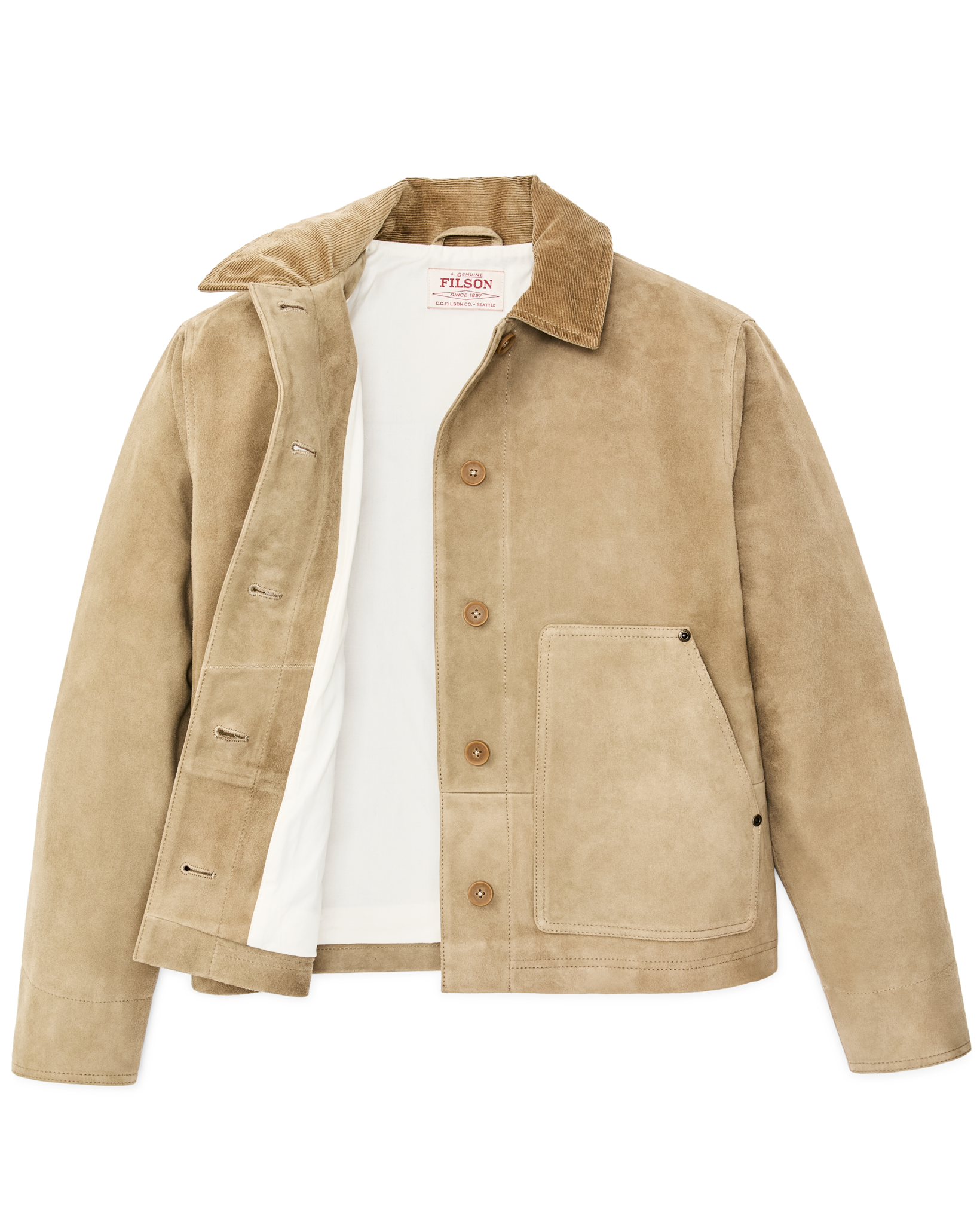 Alternate view of the Filson Women's Short Suede Barn Jacket - Light Gray