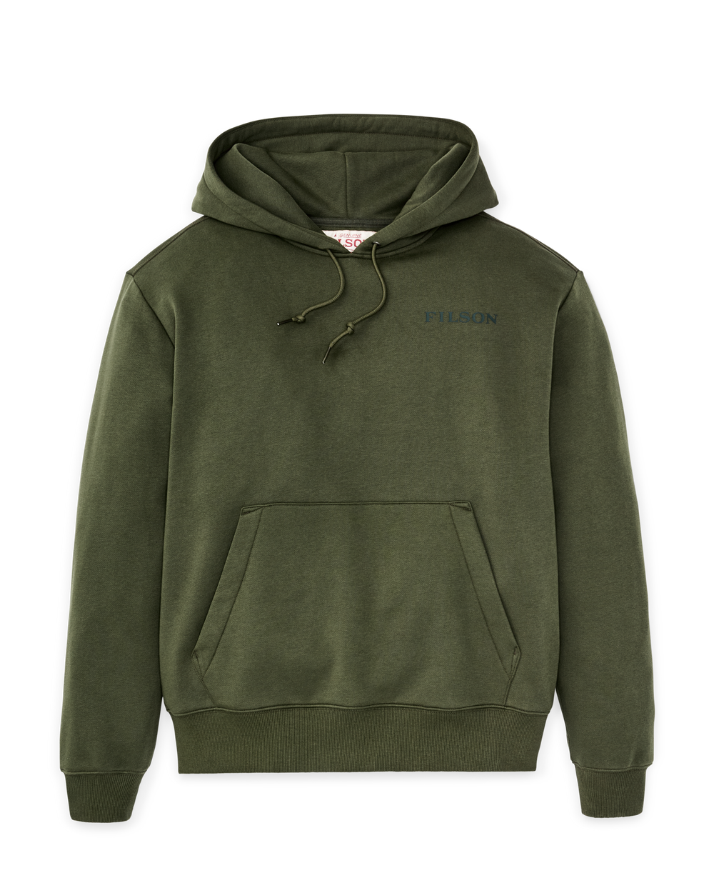 Front-facing image of the Filson Scenic Graphic Hoodie - Surplus Green