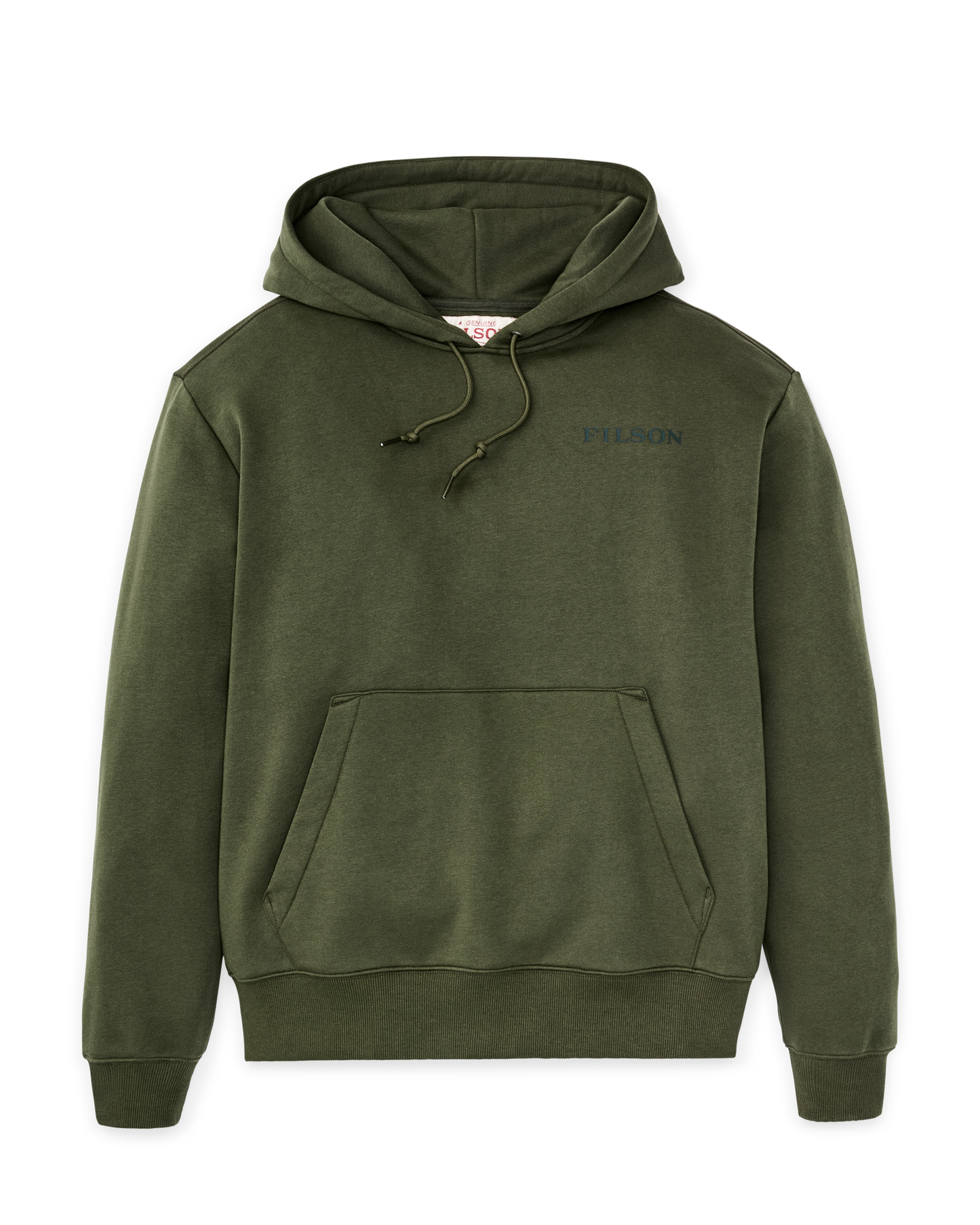 Front-facing image of the Filson Scenic Graphic Hoodie - Surplus Green