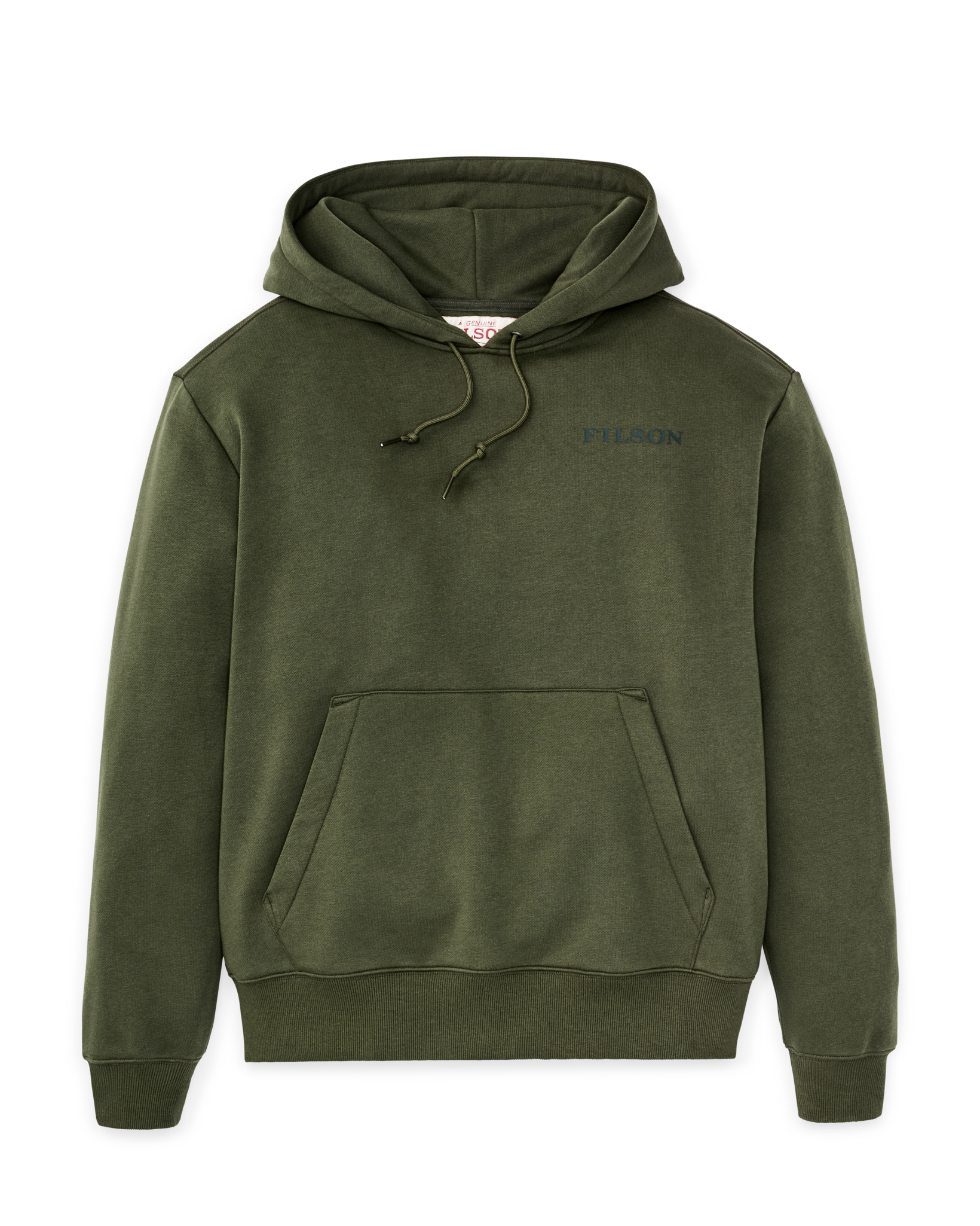 Front-facing image of the Filson Scenic Graphic Hoodie - Surplus Green