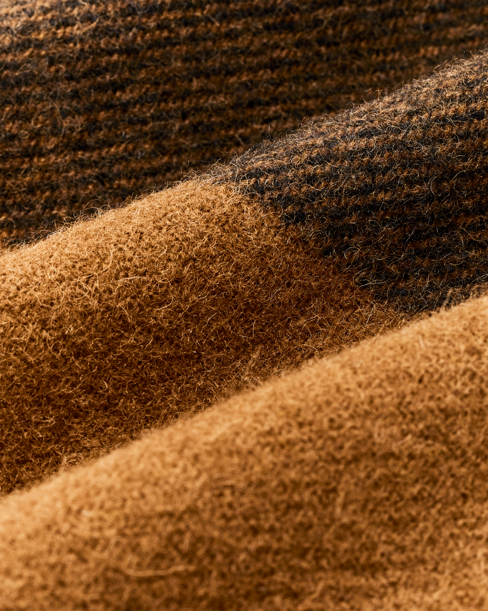 Women's Wool Long Cruiser Coat - Whiskey / Black Stripe