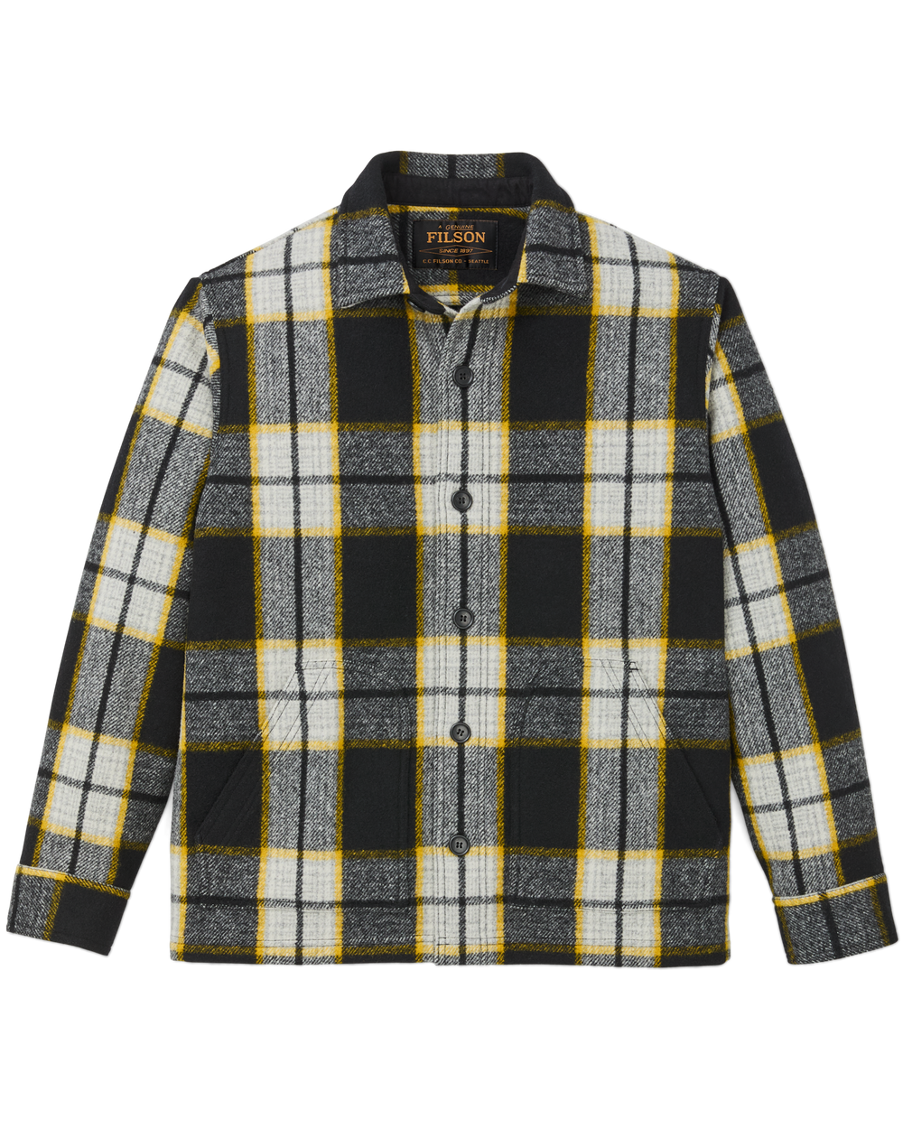 Mackinaw Wool 1972 Coat - Black / Yellow Plaid