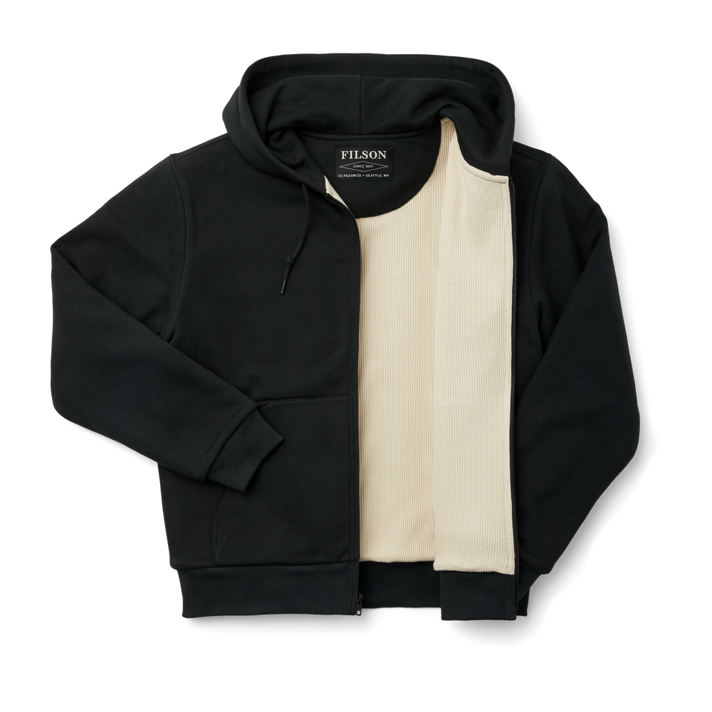 Alternate view of the Filson Prospector Waffle-lined Full-zip Hoodie - Black