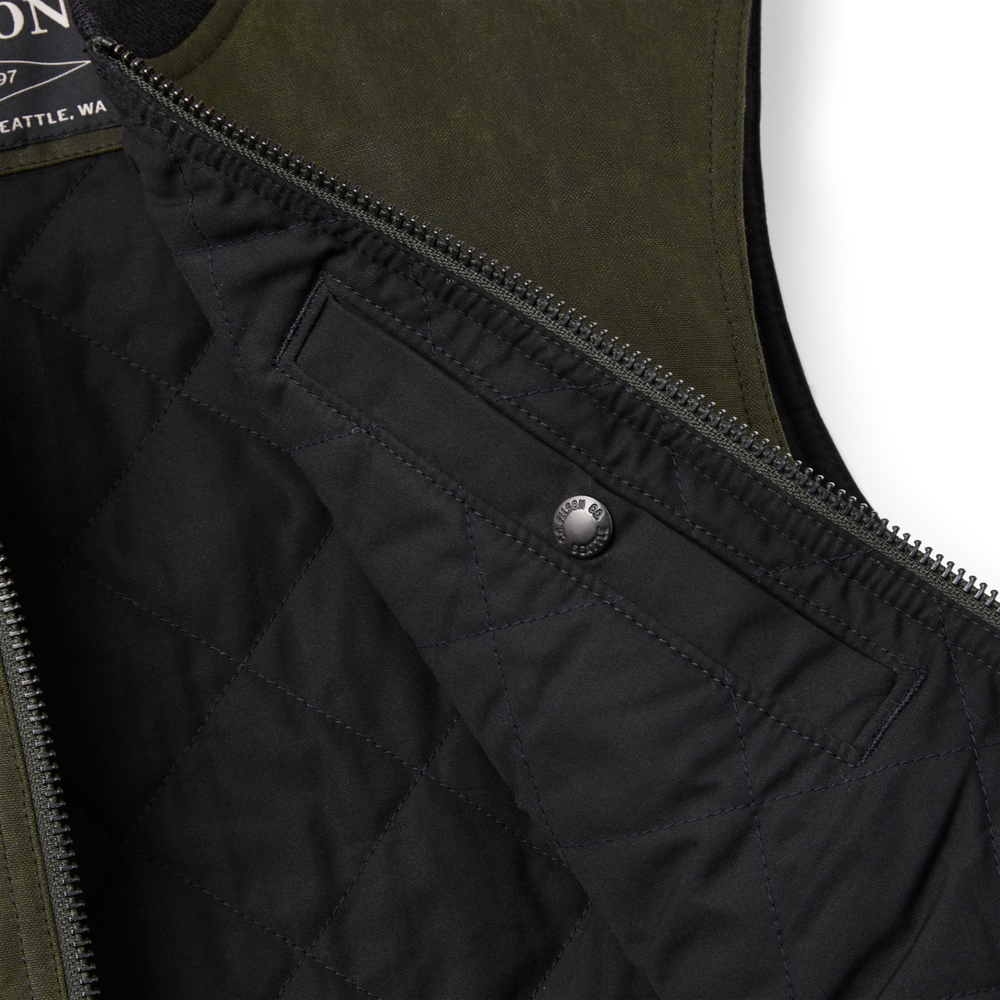 Alternate view of the Filson Tin Cloth Insulated Work Vest - Otter Green