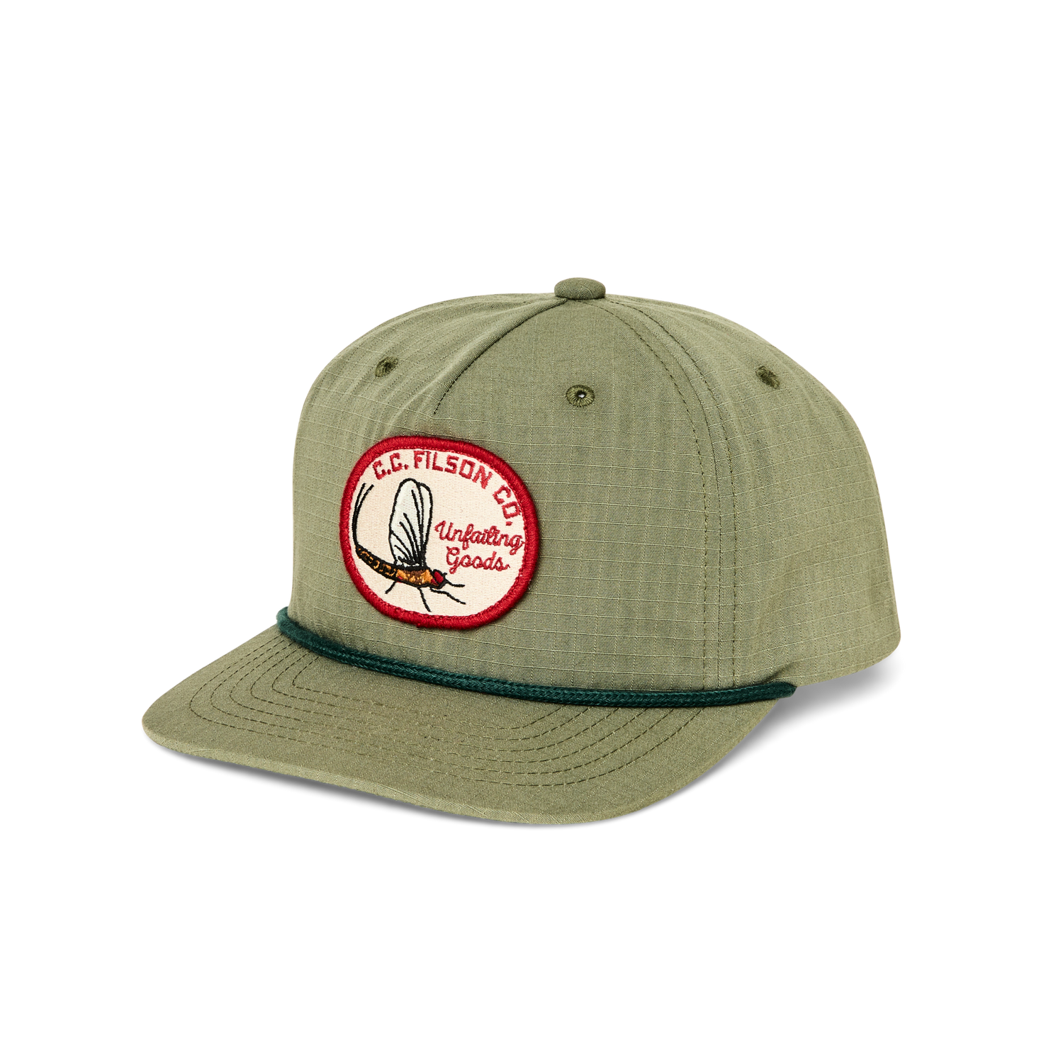 Front-facing image of the Filson Trucker Cap - Green / Mayfly