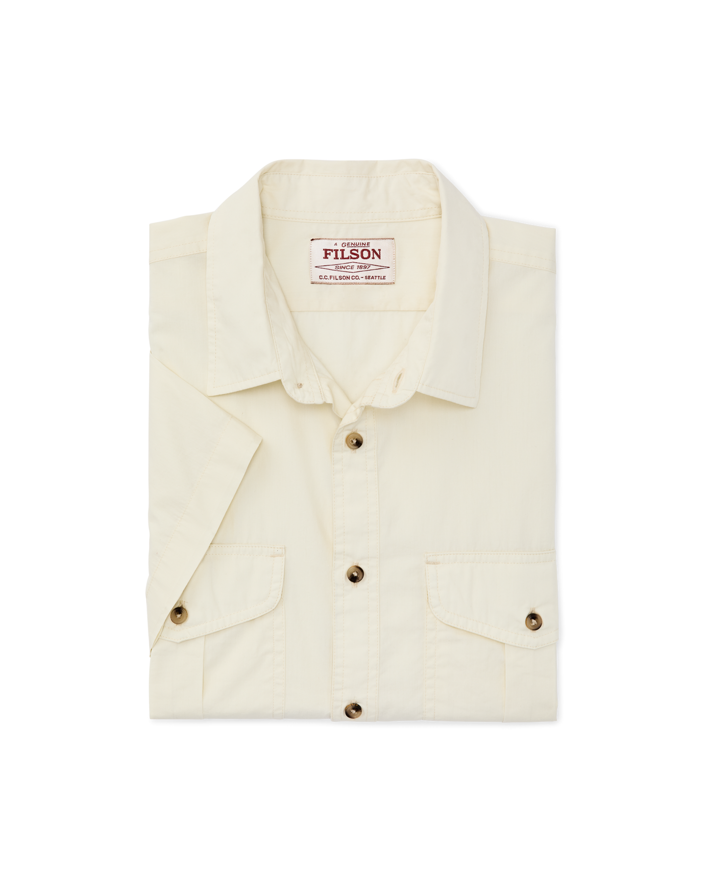 Alternate view of the Filson Filson's Washed Short Sleeve Feather Cloth Shirt - Ivory