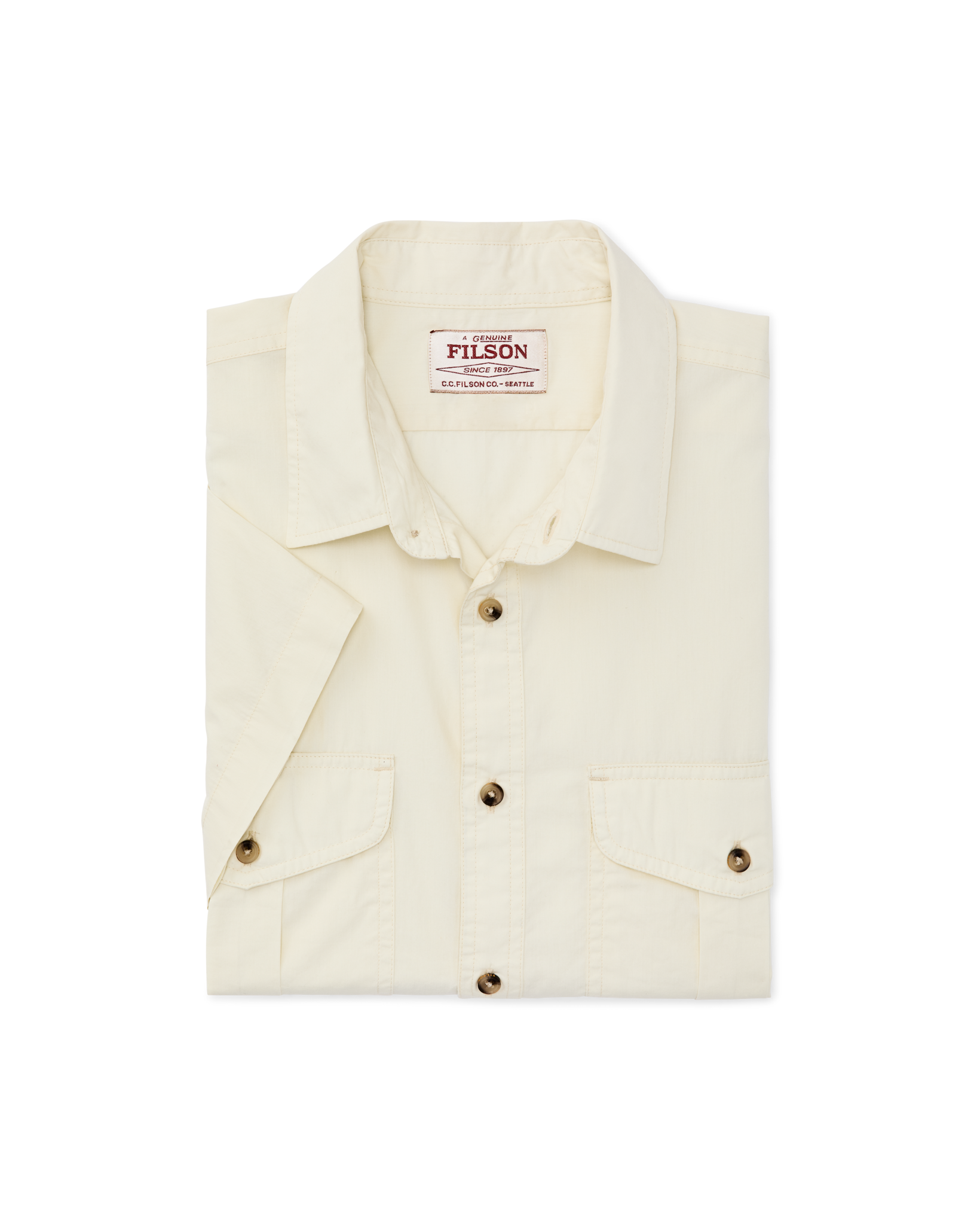 Alternate view of the Filson Filson's Washed Short Sleeve Feather Cloth Shirt - Ivory