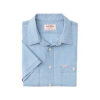 Short Sleeve Chambray Shirt  - Light Indigo Chambray