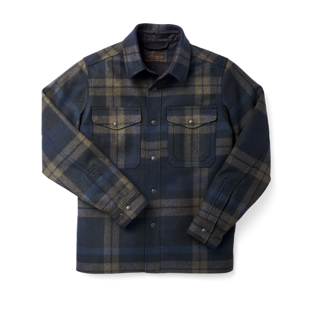 Front-facing image of the Filson Mackinaw Wool Jac-shirt - Black / Olive / Navy