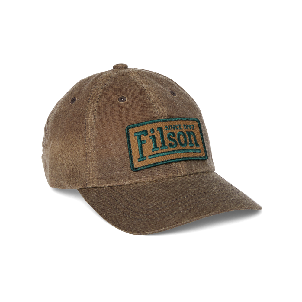 Front-facing image of the Filson Low-profile Cap - Brown / Drake