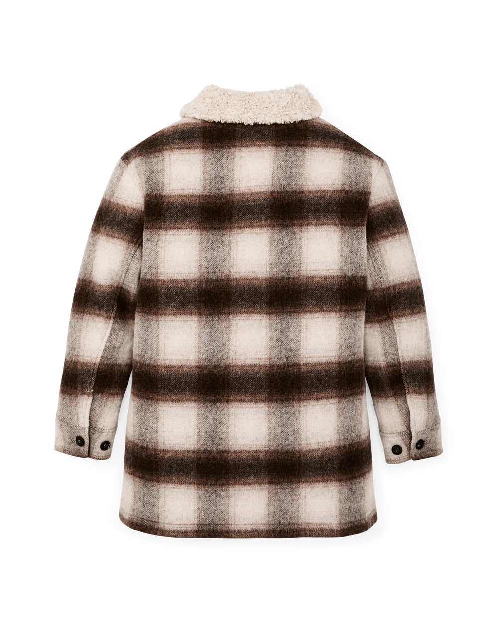 Women's Kodiak Shawl Collar Coat - Cream / Brown Shadow Plaid