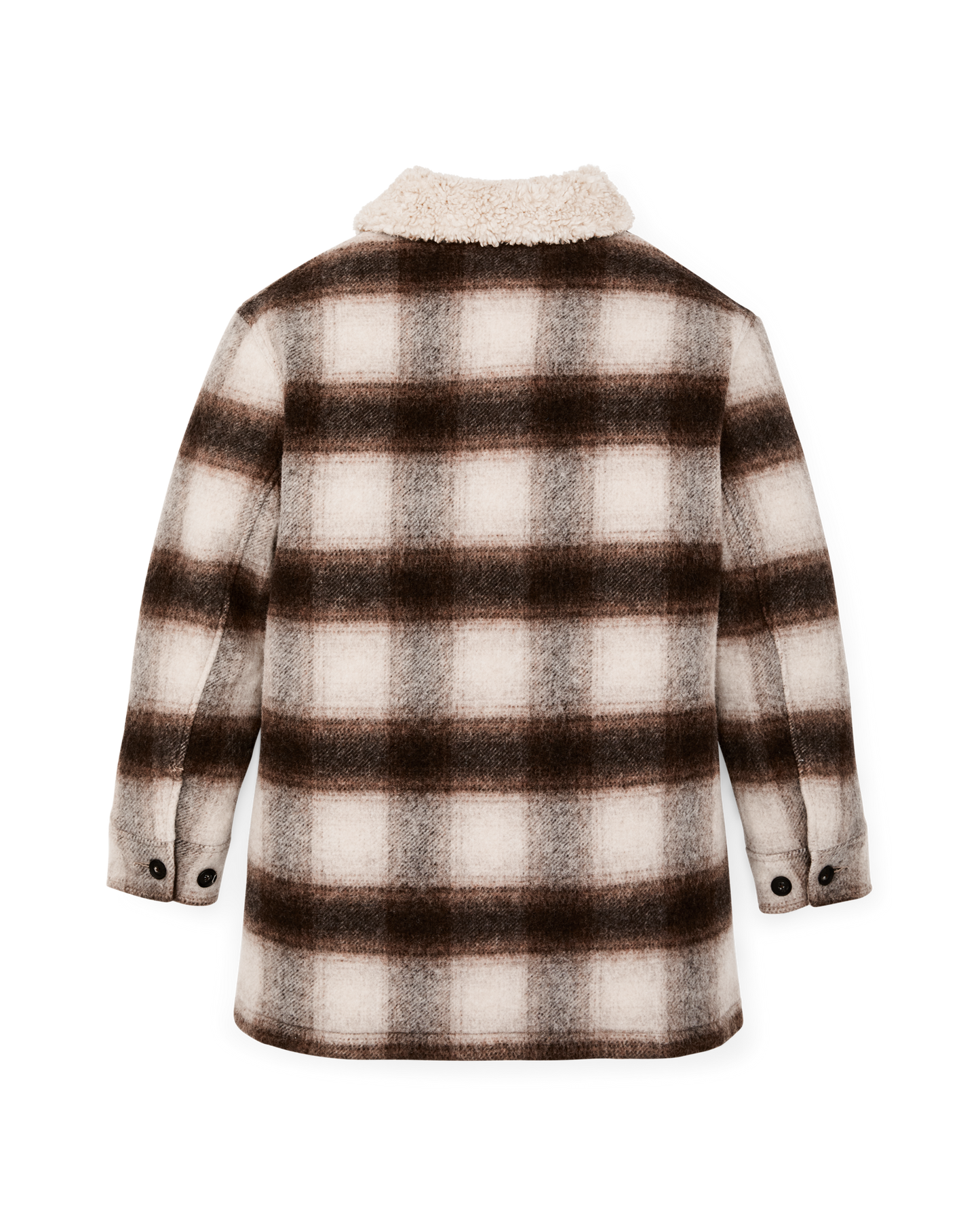 Women's Kodiak Shawl Collar Coat - Cream / Brown Shadow Plaid