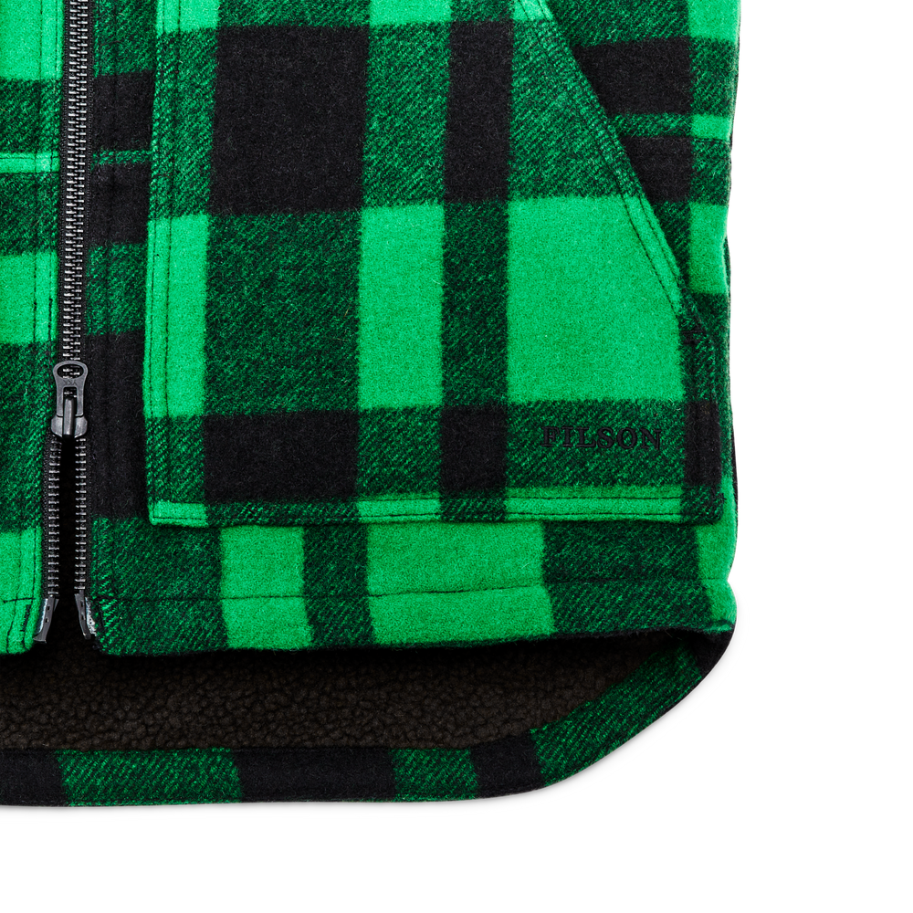 Alternate view of the Filson Lined Mackinaw Wool Work Vest - Acid Green / Black Heritage Plaid X