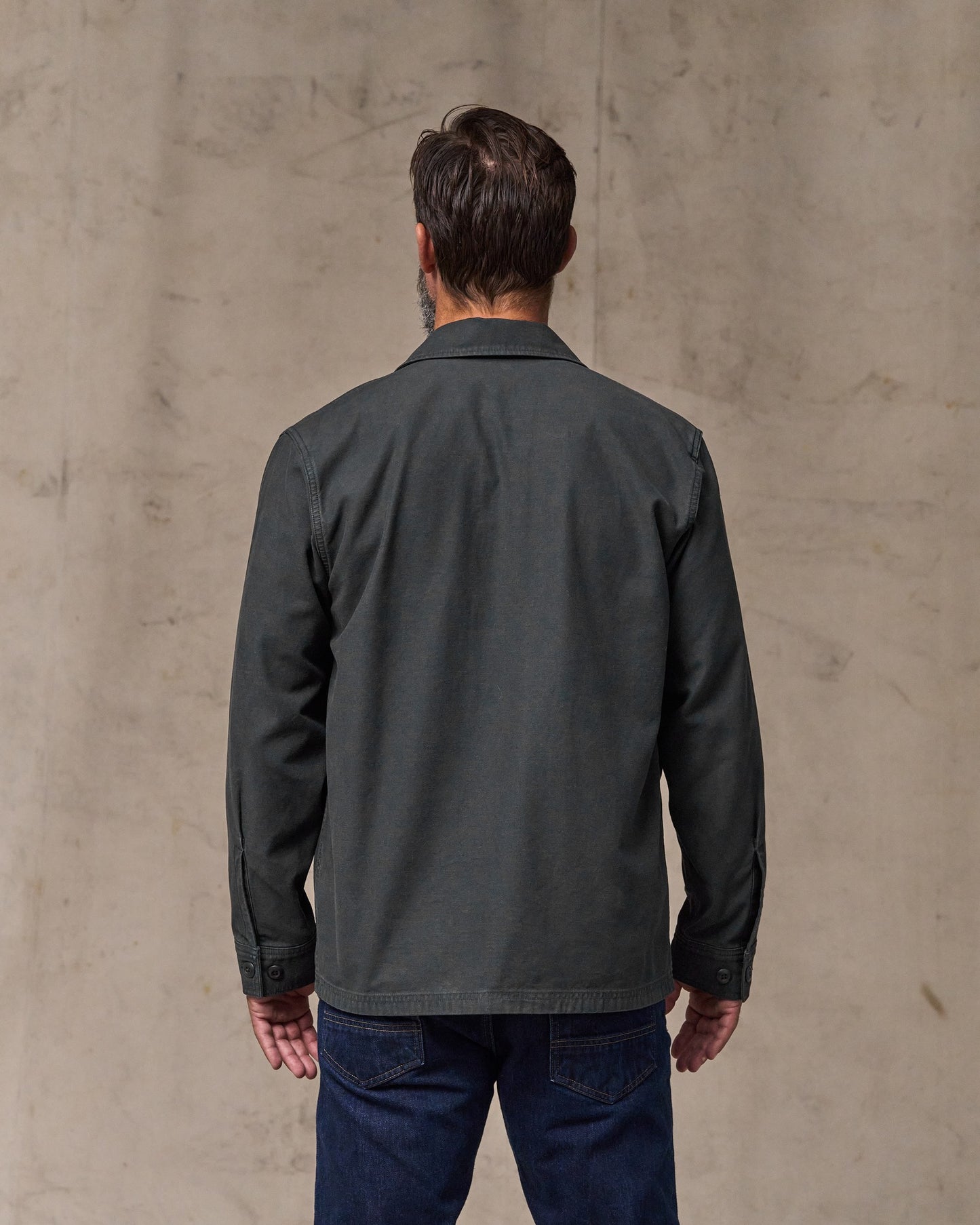 image of a model wearing Filson's Field Jac-shirt - Washed Faded Black